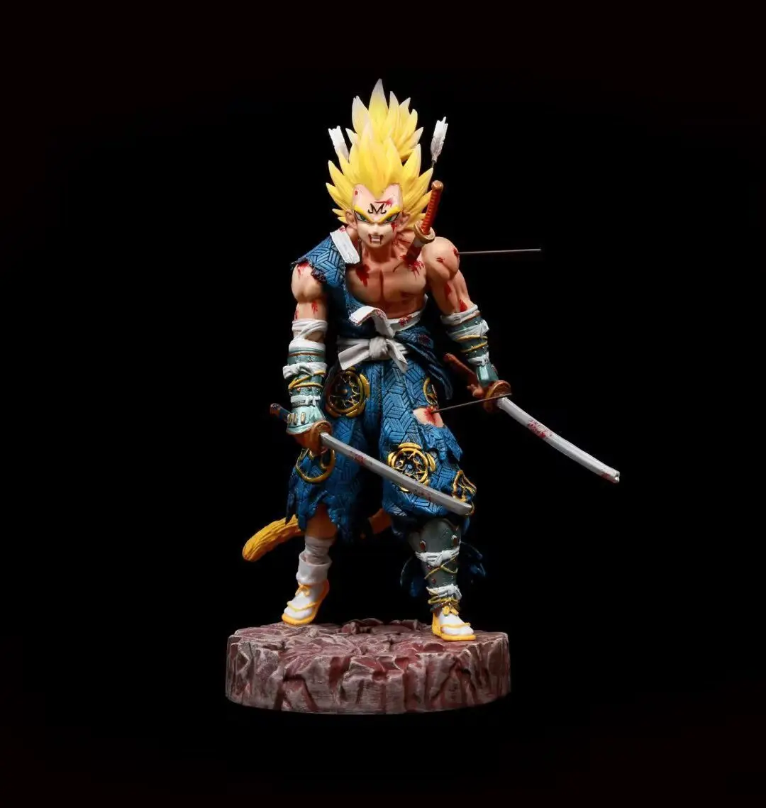 Dragon Ball Anime Figures GK Samurai Series Double Blade Vegeta IV Cartoon Doll Model Car Decoration Kids Toys Fans Gift