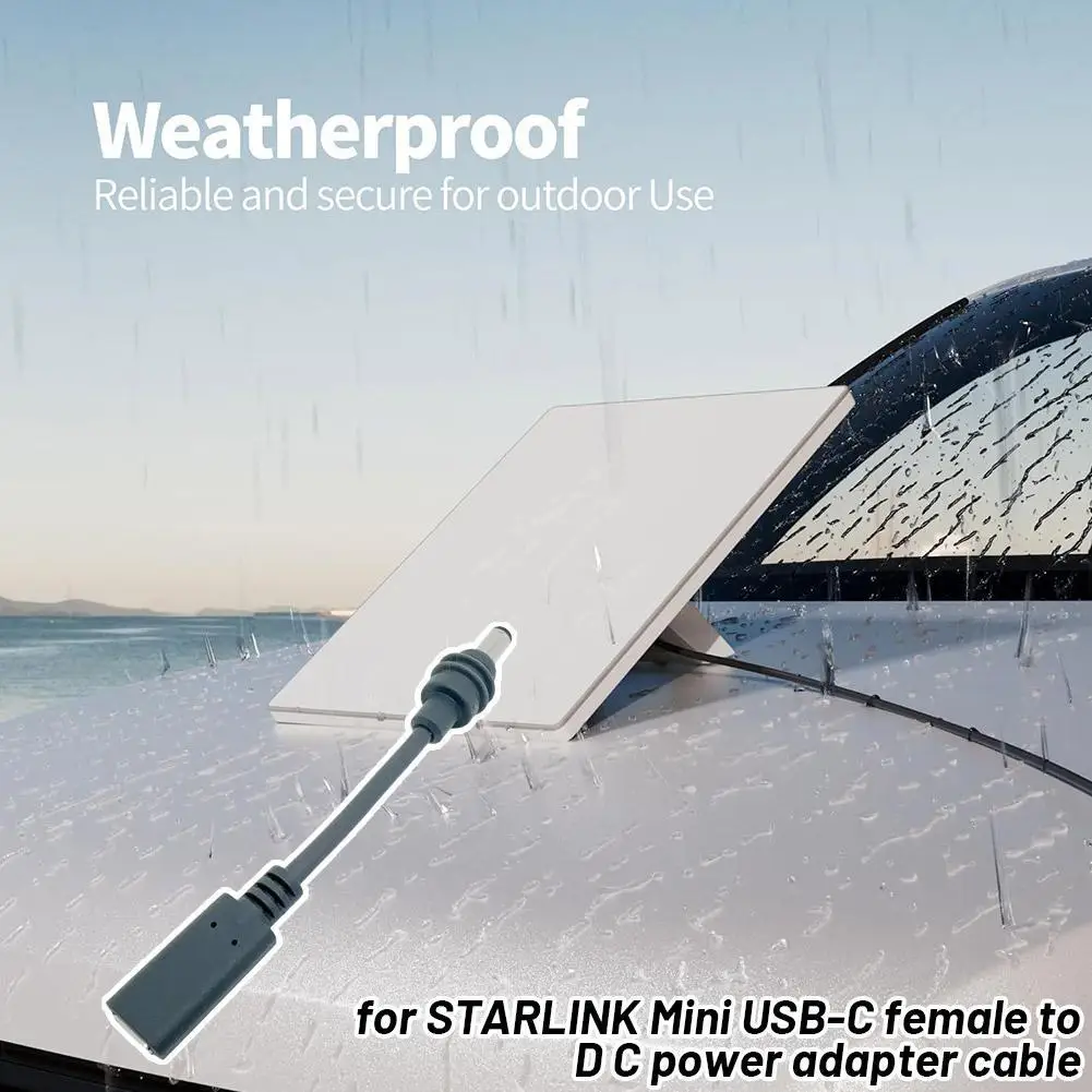 For STARLINK Mini USB-C Female To D C Power Adapter Cable High Quality Cable D C Plug Weatherproof Outdoor Use For Starlink Mini