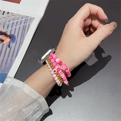Bohemian bead bracelet compatible with iWatch strap 38mm 40mm 41mm 42mm 44mm 45mm 49mm for women, fashionable handmade elastic s