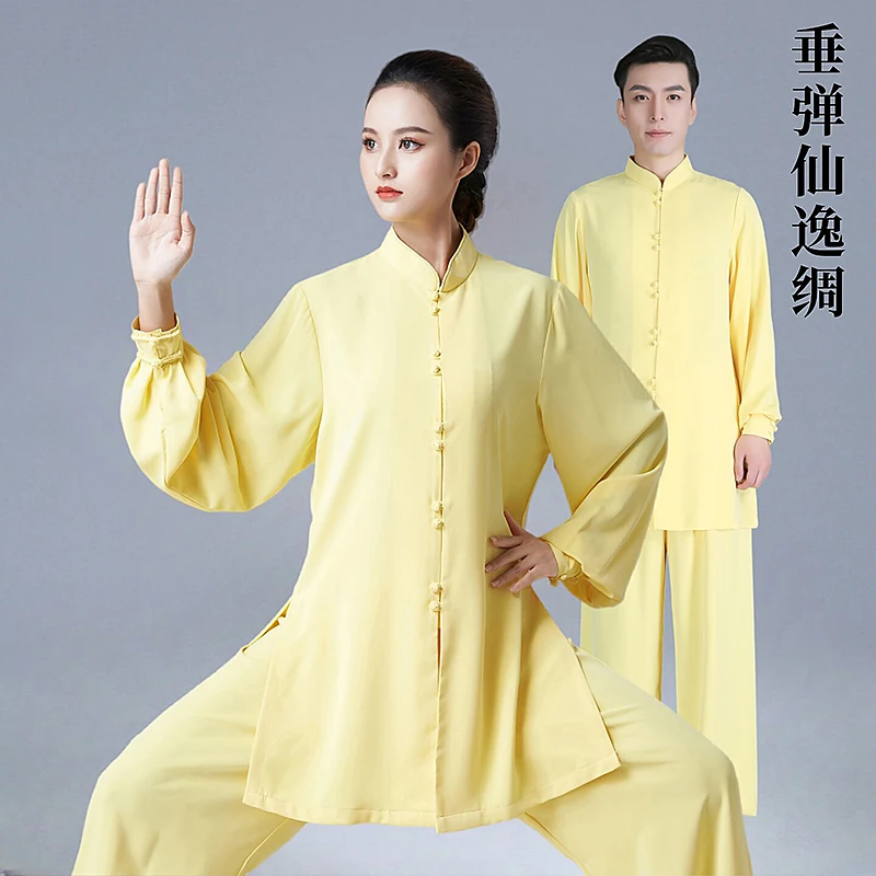 Women's Yellow Unisex Tai Chi Suit New Arrival 2026 Baduanjin Martial Arts Training & Performance Wear Spring/Autumn for Adults