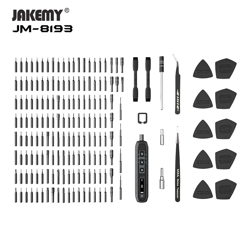 Jakemy Jm-8193 3.7v Electrical Screwdriver Sets Smart Cordless Electric Screwdrivers 500mah Customize 162 Pcs Bits Power Tools