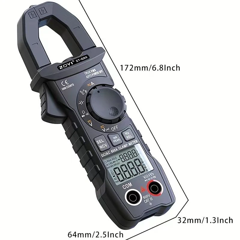 trms 6000 contagens digital inrush clamp meter600a medicao de corrente ac dc 600v ac dc baixa impedancia anti interferencia zt qs9 01