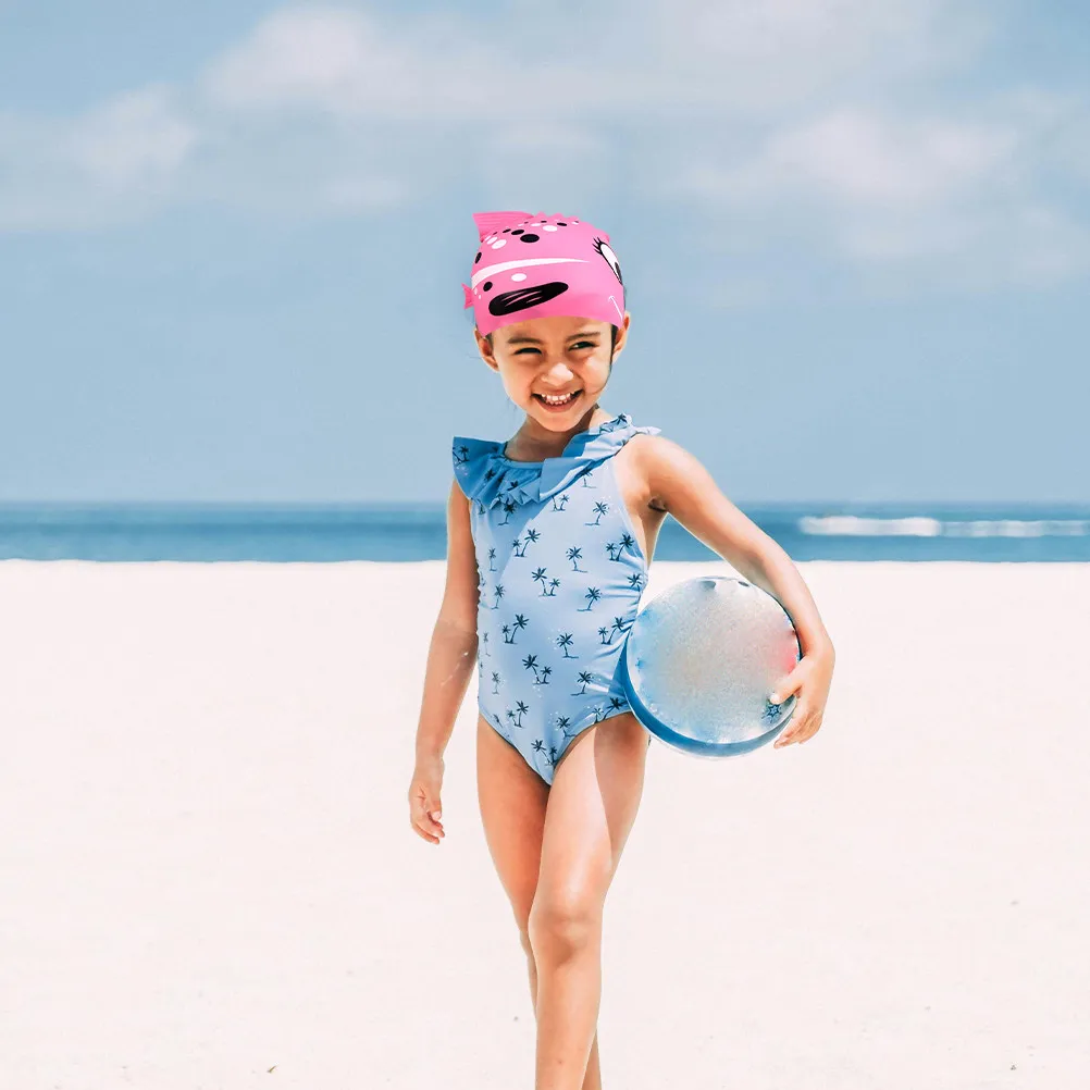 

Детская шапочка для плавания, 2 шт., мягкая силиконовая шапочка с рисунком рыбки, водонепроницаемые шапочки для плавания для малышей, для бассейна, пляжа, развлечений