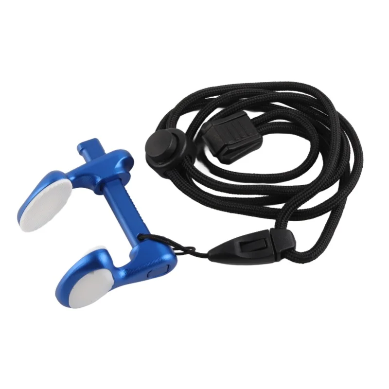 

Diving Nose Clip Adjustable Aluminum Alloy Professional Swimming Nose Plug With Lanyard Blue