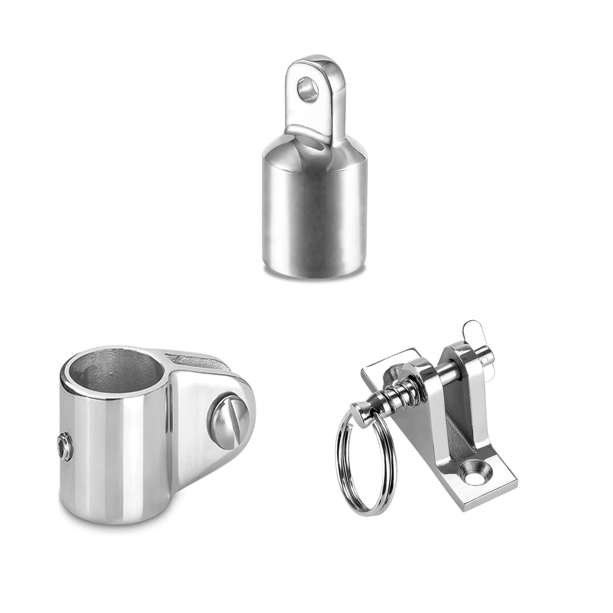 

Bimini Top Fitting Hardware Set Fits 3/4 Inch/19mm OD Round Tube, Boat Jaw Slide, Cap Eye End, Deck Hinge(3 Pcs)