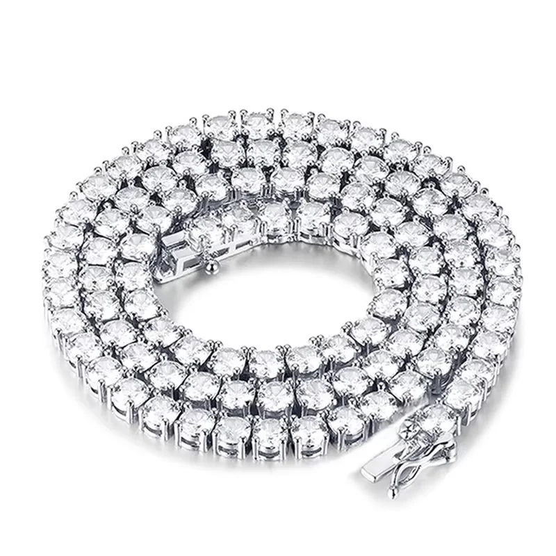 KNOBSPIN GRA gecertificeerde Moissanite tennisketting 2/3/4/5/6.5mm massief 925 sterling zilver diamanten tenniskettingen voor dames man
