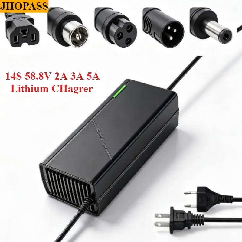 HD Smart 14S 58.8V 2A 3A 5A LED LiFePO4 Li-ion lithium battery charger for AC 110-220V Ebike Motorcycle Scooter US UK EU AU plug