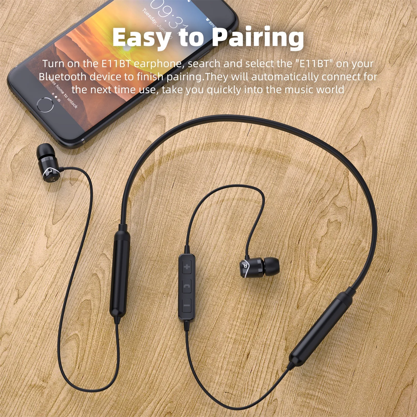 SoundMAGIC E11BT Neckband Bluetooth Headphones Wireless Sports Earphones in Ear Headset with Microphone Noise Isolating Earbuds