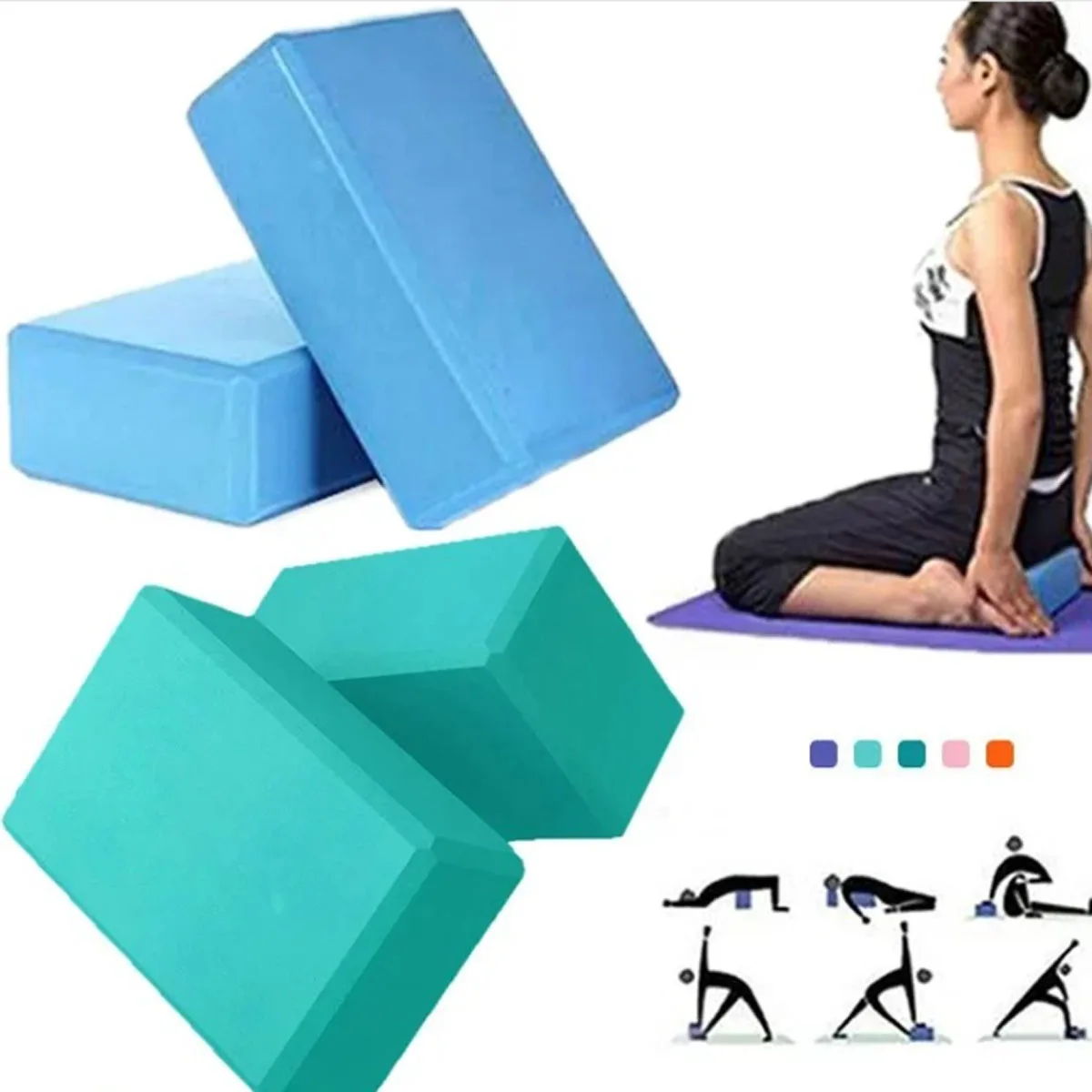 Yoga Blocks Gym Foam Brick Pilates Training Exercise Fitness Bolster Pillow Cushion Stretching Body Shaping Building Cubes