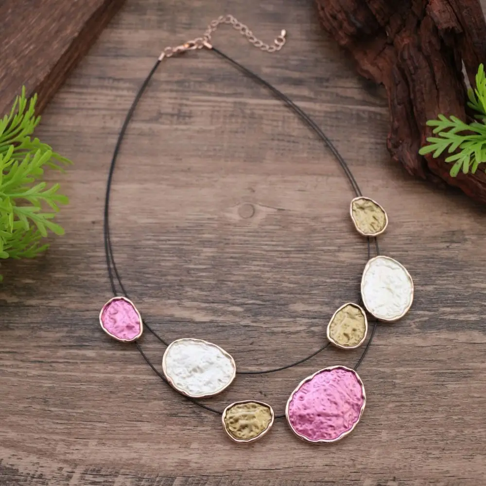 

Creative Colored Women's Necklace Circular Oil Dripping Design Colorful Choker Irregular Alloy Neck Pendant Women Jewelry