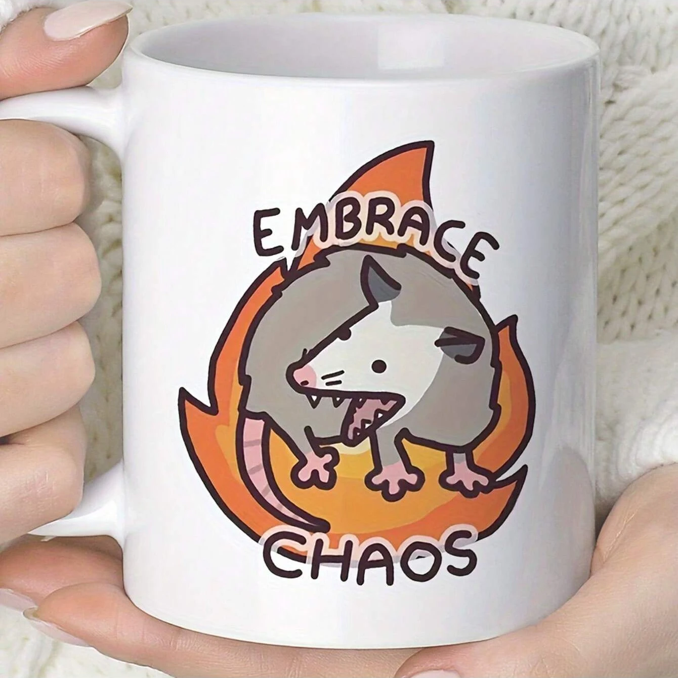 Embrace Chaos Print Coffee Mug, 11oz Ceramic Travel cup For Coffee Lovers On The Go, Perfect For Birthday, Holiday gifts