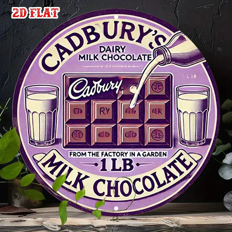 Letrero de aluminio redondo 2D plano, 1 unidad, Cadbury 7, 87X7, 87, letrero de aluminio redondo de diseño icónico, letrero de estaño de Metal para leche lechera, Ru nostálgico