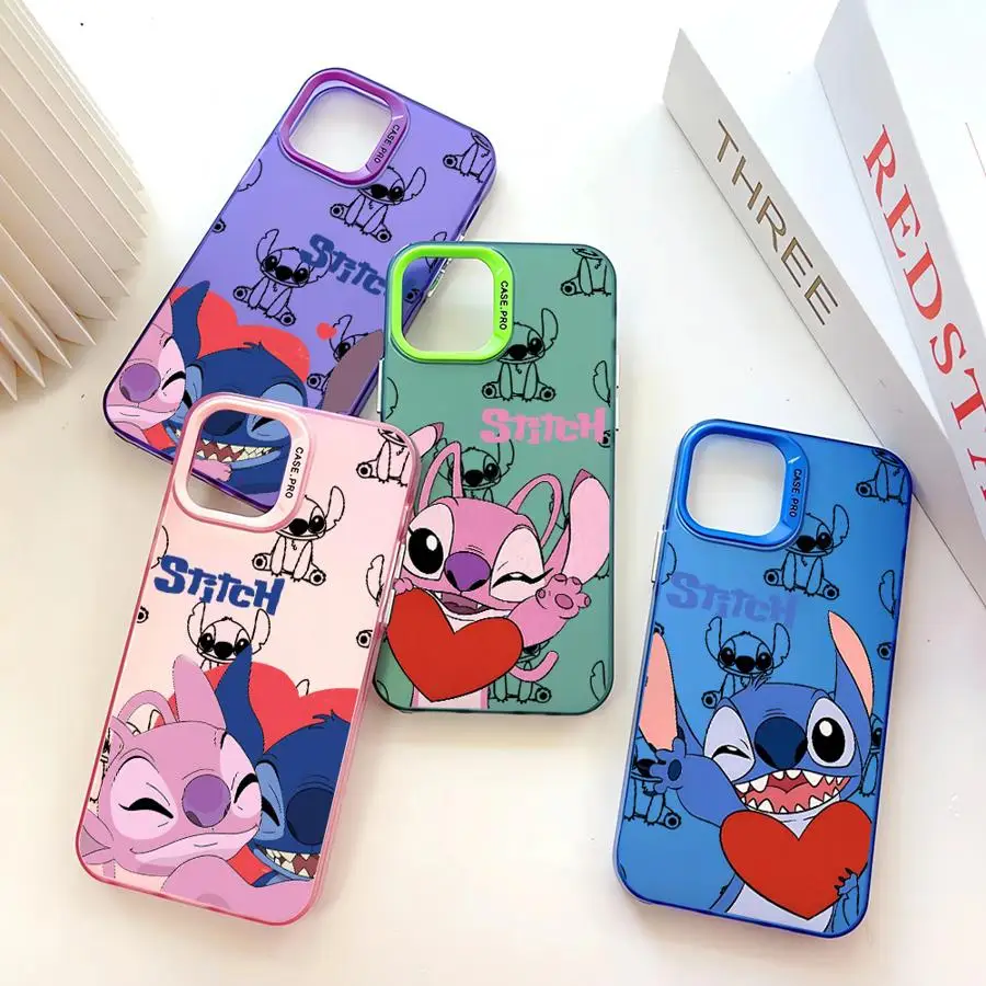 Disney Stitch Angle Lover Phone Case for Apple iPhone 16 11 Pro Max 15 Plus XS Max X 13 12 Pro XR 14 Pro Soft Cover Silicon