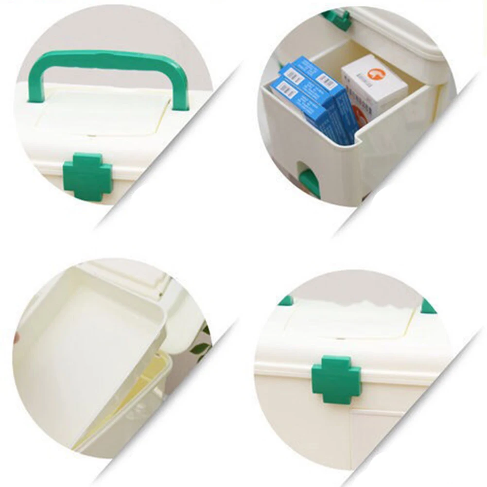 Multi-Layer Medical Kit Large Capacity Plastic Medicine Case For Home Aid Emergency Storage Box Green