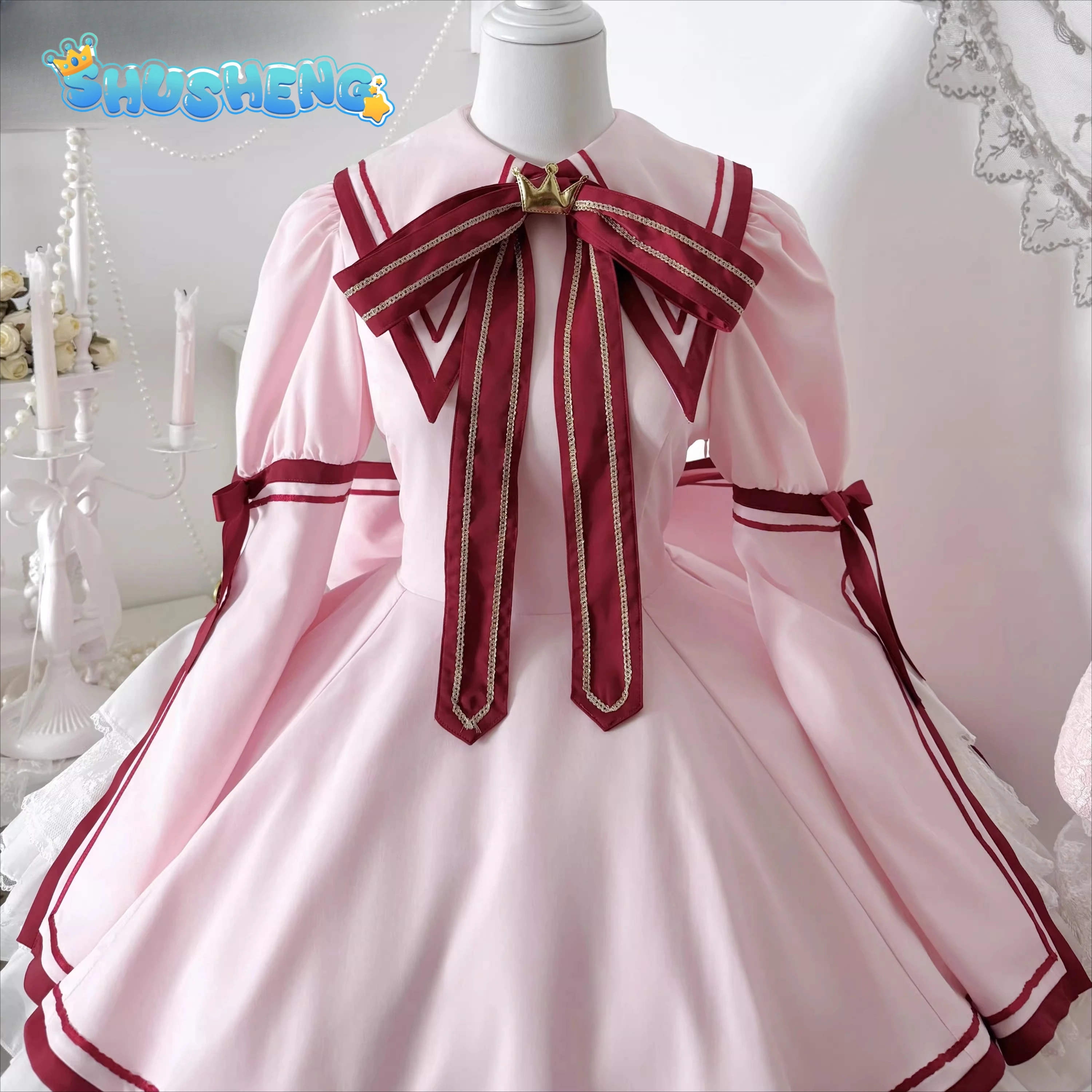 

Anime Rewrite Kanbe Kotori Cosplay Costume Girl Sweet Pink JK School Uniform Halloween Carnival Cute Sailor Uniform Complete Set
