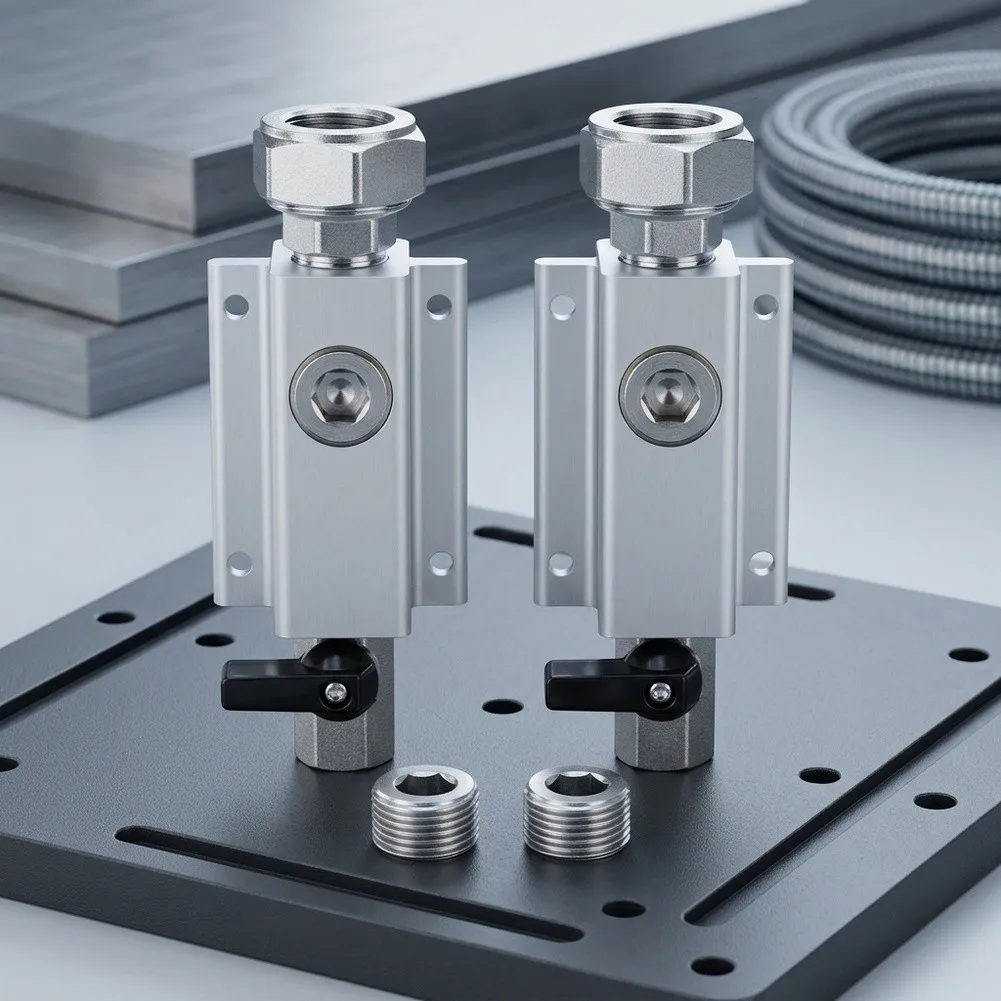 3/4 Inch Aluminum Valve Assembly with Brass Fittings and Manual Ball Valve for Industrial Process Line Integration
