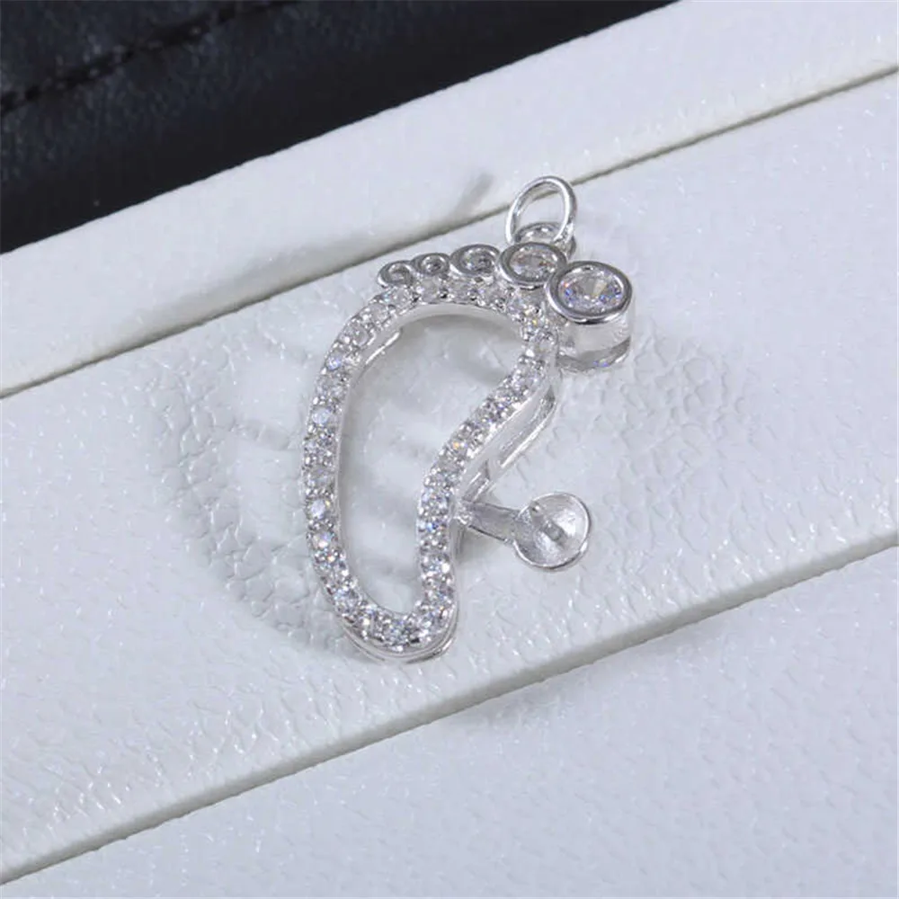 S925 Sterling Silver Pearl Pendant Setting, DIY Empty Bezel Cup Jewelry Supplies for Craft Making, Hollow Prong Pendant Findings