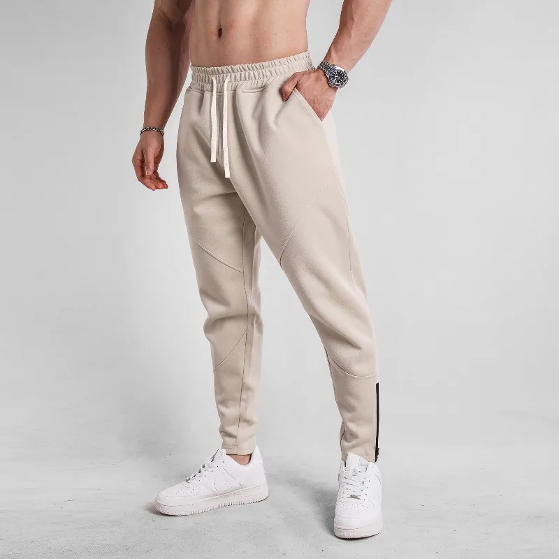 

Men's Sports and Leisure Slim Fit Ankle Binding Pants New Patchwork Thick Style Spring and Autumn Warm Outdoor Versatile Pants