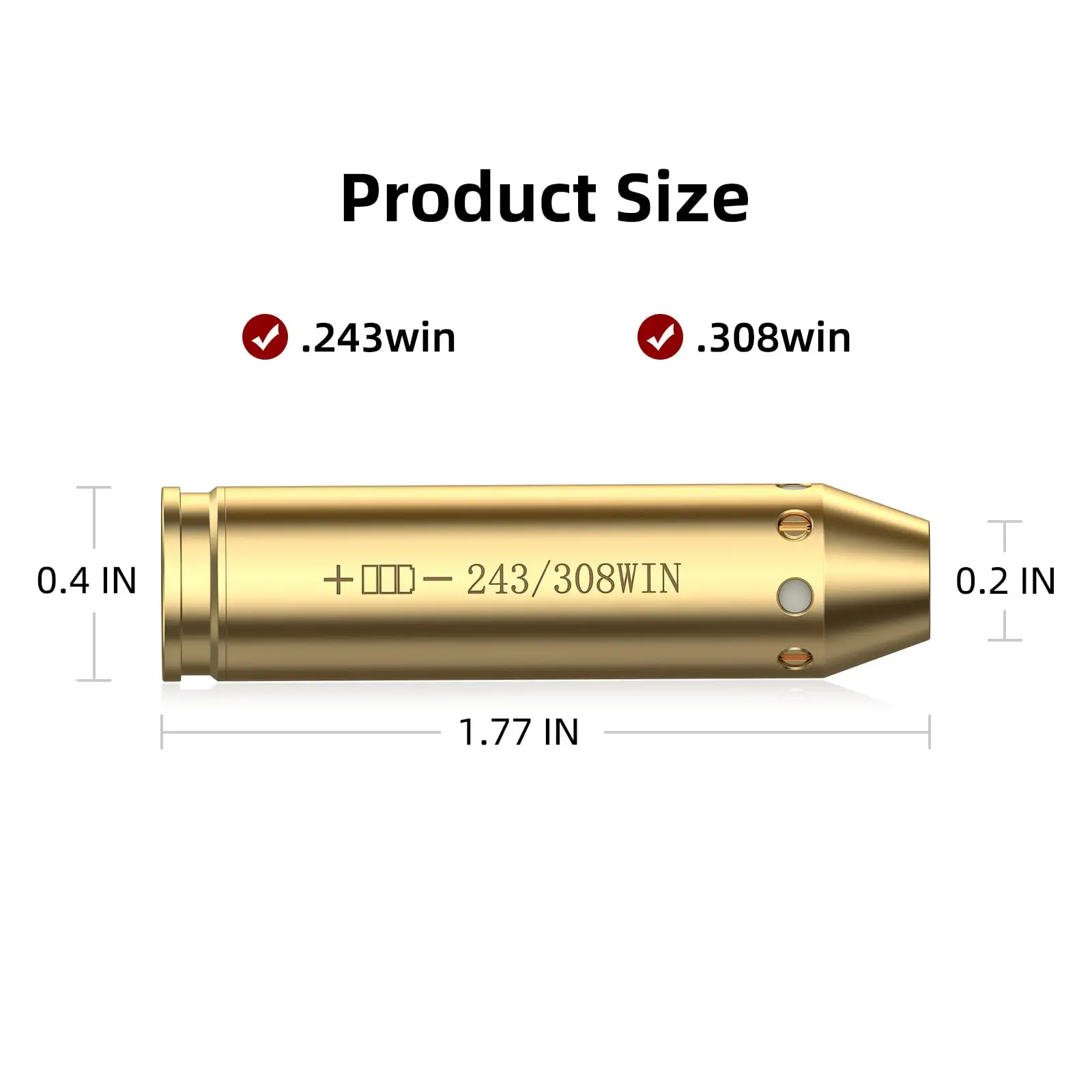 Laserowy kolimator EZshoot 243 308 z czerwonym laserem, przenośnym etui i dodatkowymi bateriami do celowania w polowaniu.