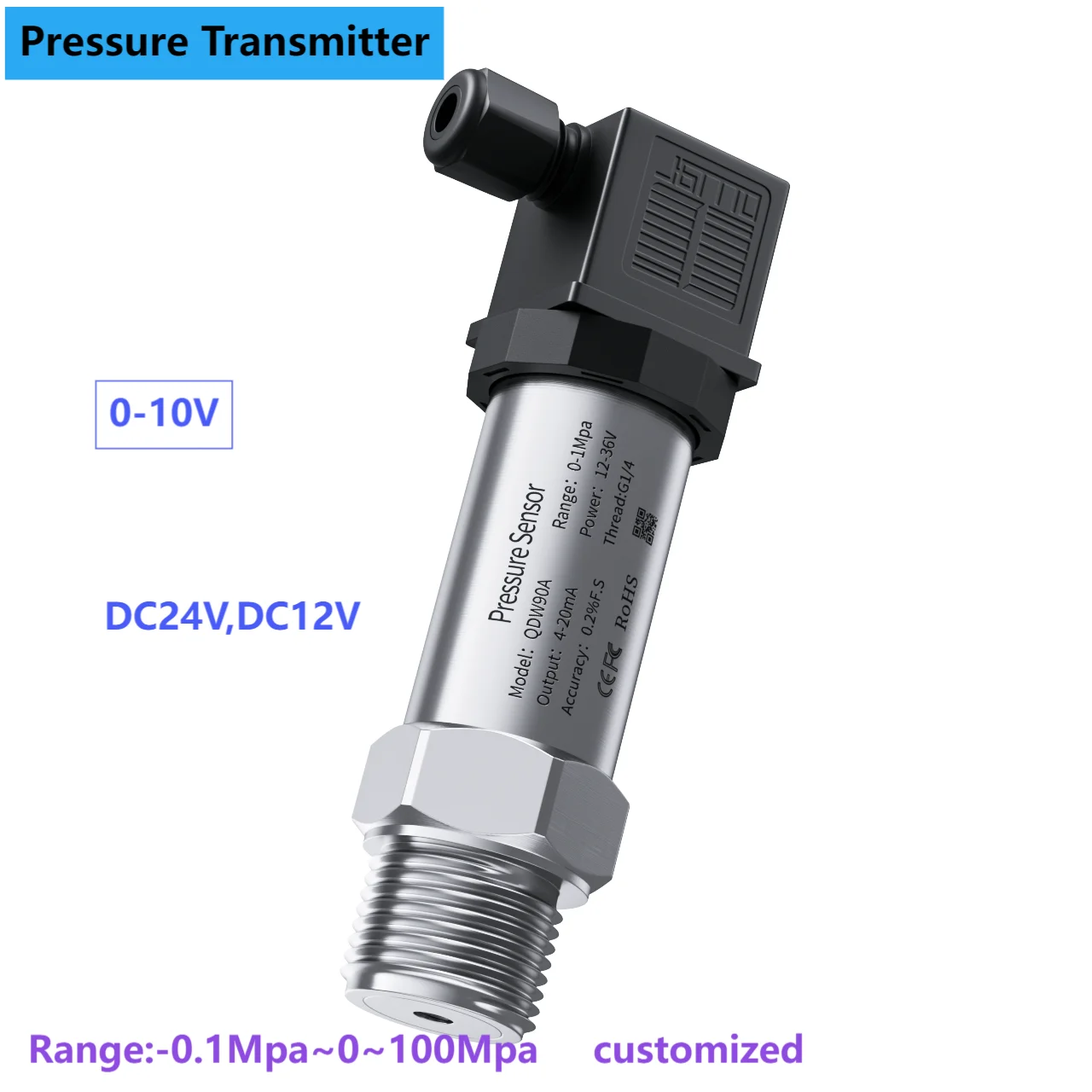 

0-10V pressure transmitter hydraulic 10Mpa 16Mpa 25Mpa 60Mpa pressure sensor for water gas oil liquid pressure transducer