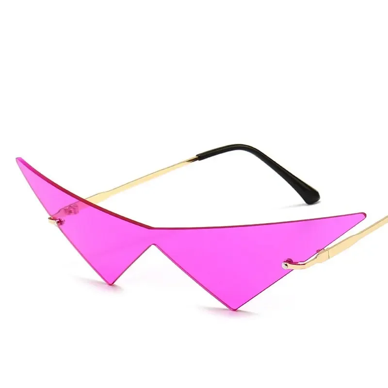 Fashion Rimless Triangle Sunglasses Catwalk Women's Luxury Funny Sun Glasses Shades for Women UV400 2024 Brand Designer SG040