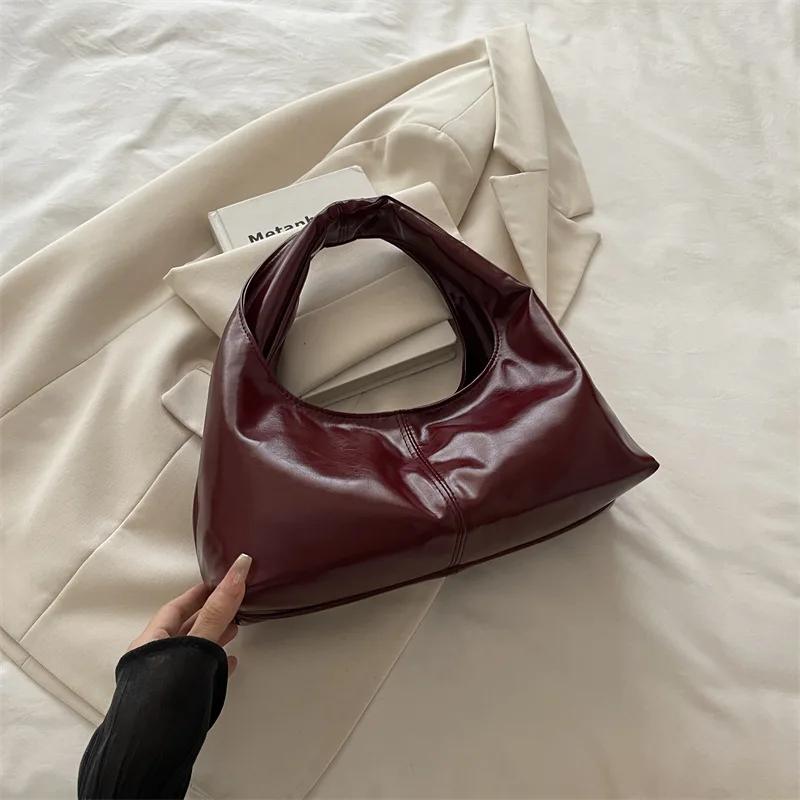 

Fashion Leather Underarm Bags Women Temperament Clutch Handbags Shoulder Bag Ladies Trendy Simple Female Vintage Totes Hobos Bag