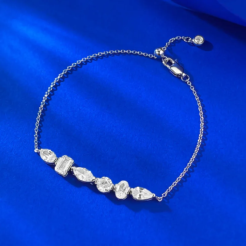 

Браслет ручной работы с бриллиантами в лаборатории, 100% настоящее серебро 925 пробы, свадебные браслеты для женщин, свадебные украшения для помолвки