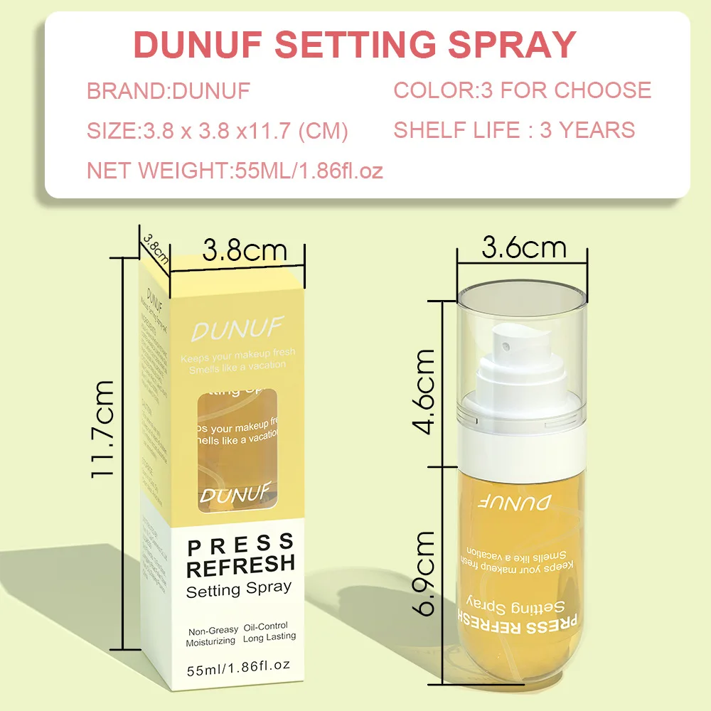 بخاخ إعداد معطر بالفواكه 55 مل، مثبت مكياج مرطب للتحكم في الزيت، بخاخ نهائي للمكياج يدوم طويلاً لجميع أنواع البشرة