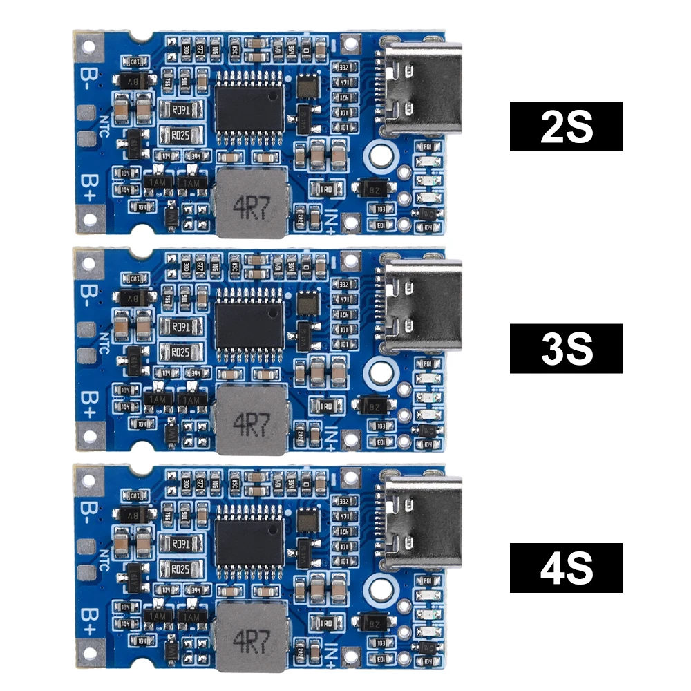 

Type-C Micro USB 2S 3S 4S BMS 4.5V-15V 18W 3A Lithium Battery Charging Module Support QC Fast Charge With Temperature Protection