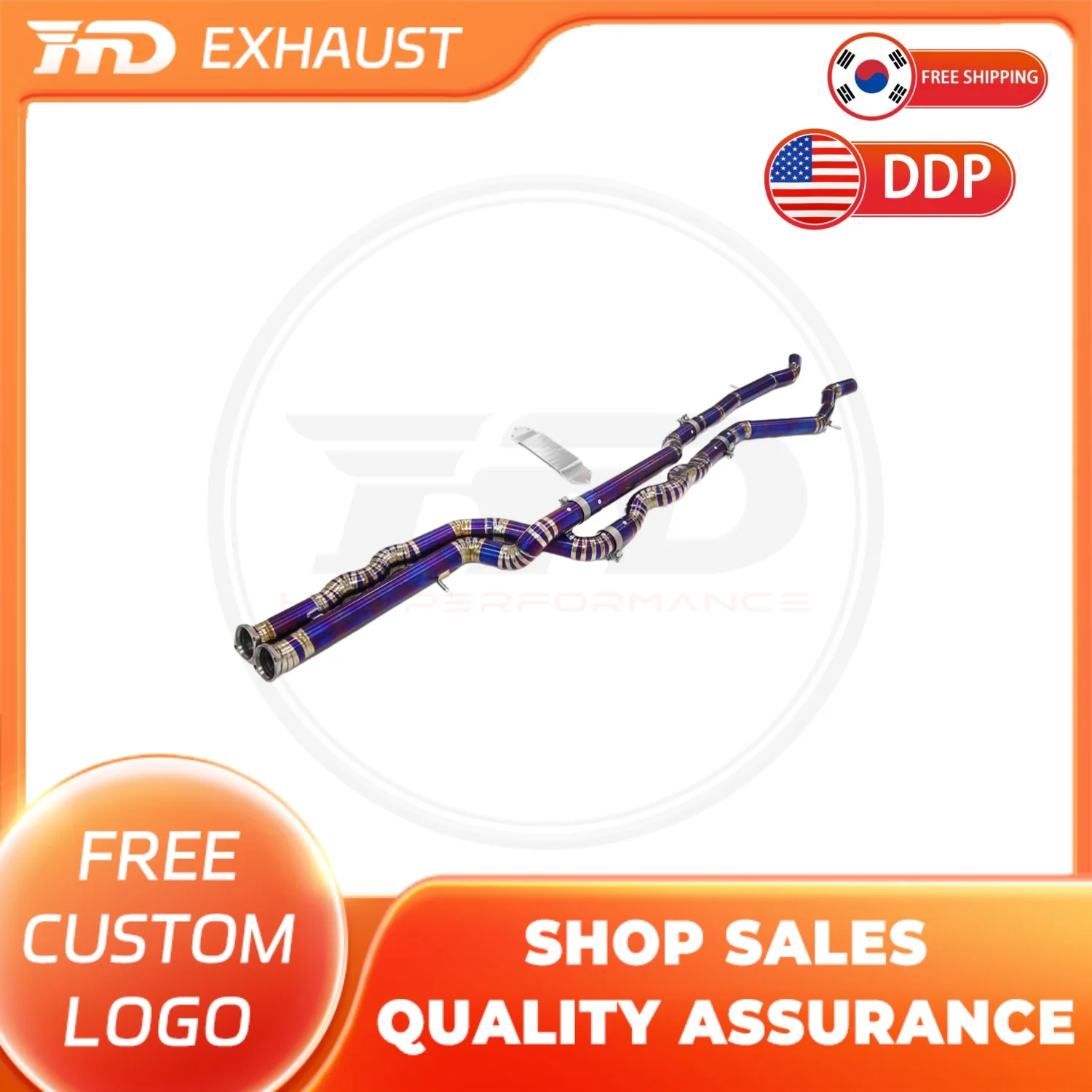 

HMD Hot sale titanium alloy Exhaust pipe system middle pipe for BMW M3 M4 F8X 3.0T performance equal length with resonator