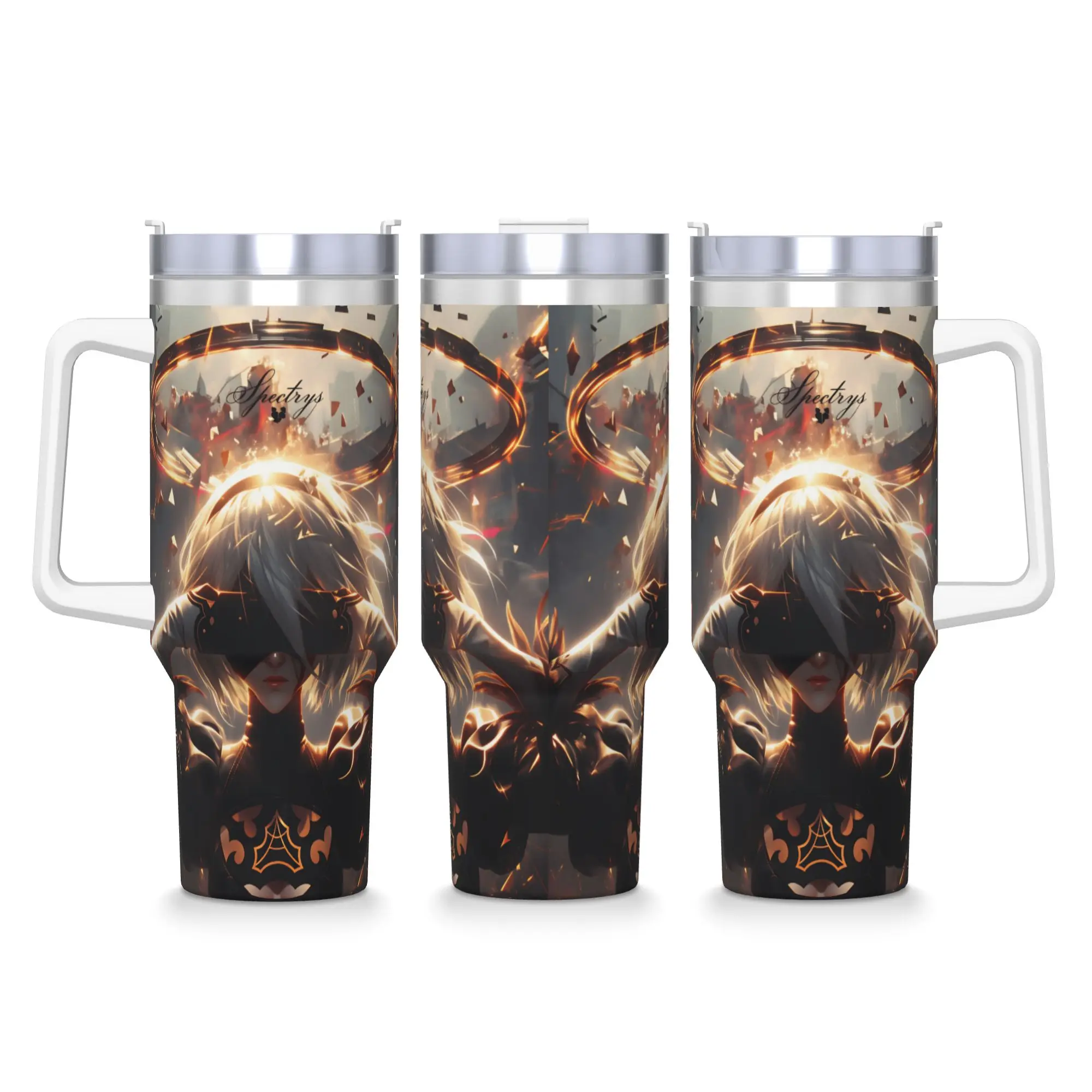 Game N-Nier Automata Stainless Steel Tumbler  Beach Mugs Cup 40oz Thermal Mug Keep Heat Cold and Hot Milk Tea Water Bottle