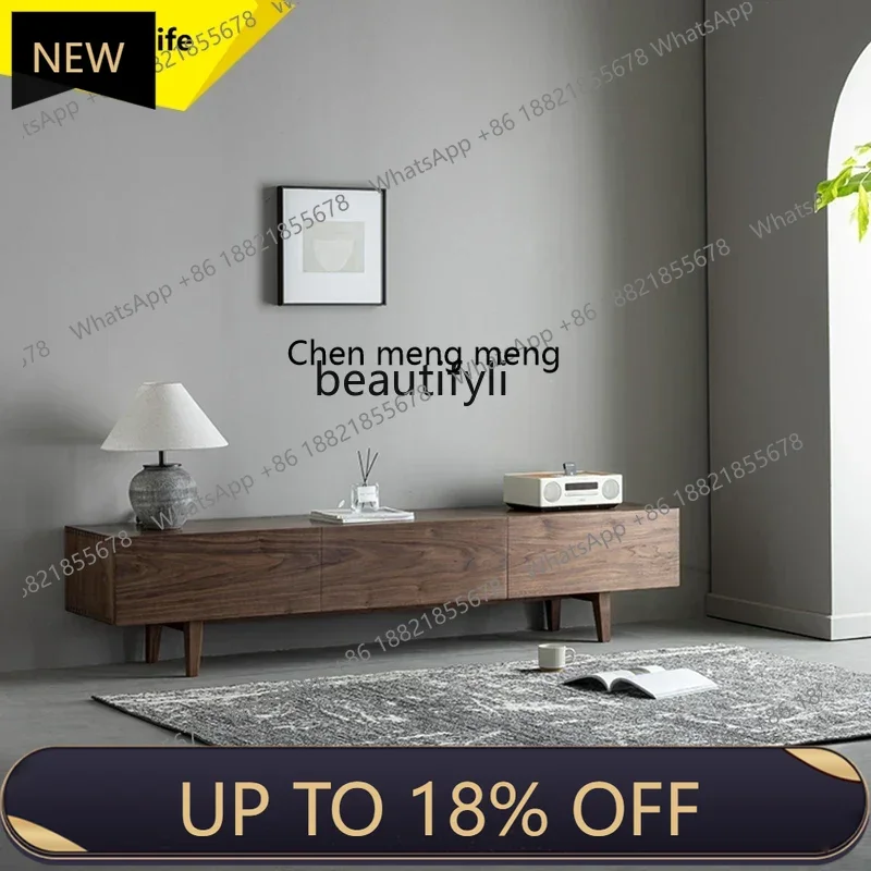 

P178 North American black walnut log TV cabinet living room home Nordic solid wood drawer storage cabinet