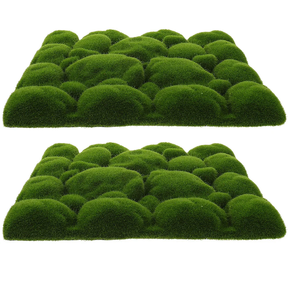 2 Pcs Fake Moss Artificial Mat Plants Wall Foam Board Panel Garden Ornament Indoor Decor Turf Micro Scene