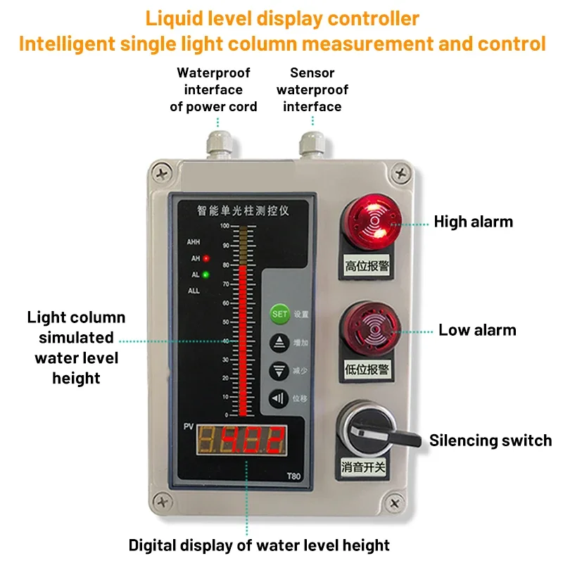 Input Level Transmitter Liquid Level Sensor Controller Static Pressure Level Gauge Water Level Sensor 4-20mA/0-10V/RS485