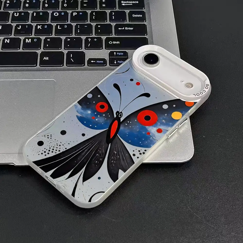 アーティスト J-Joan M-Miro iPhone 17 16 15 14 13 12 11 Pro Max Air用スマホケース マルチカラー マット レーザー メタリック オーロラ ファンダ