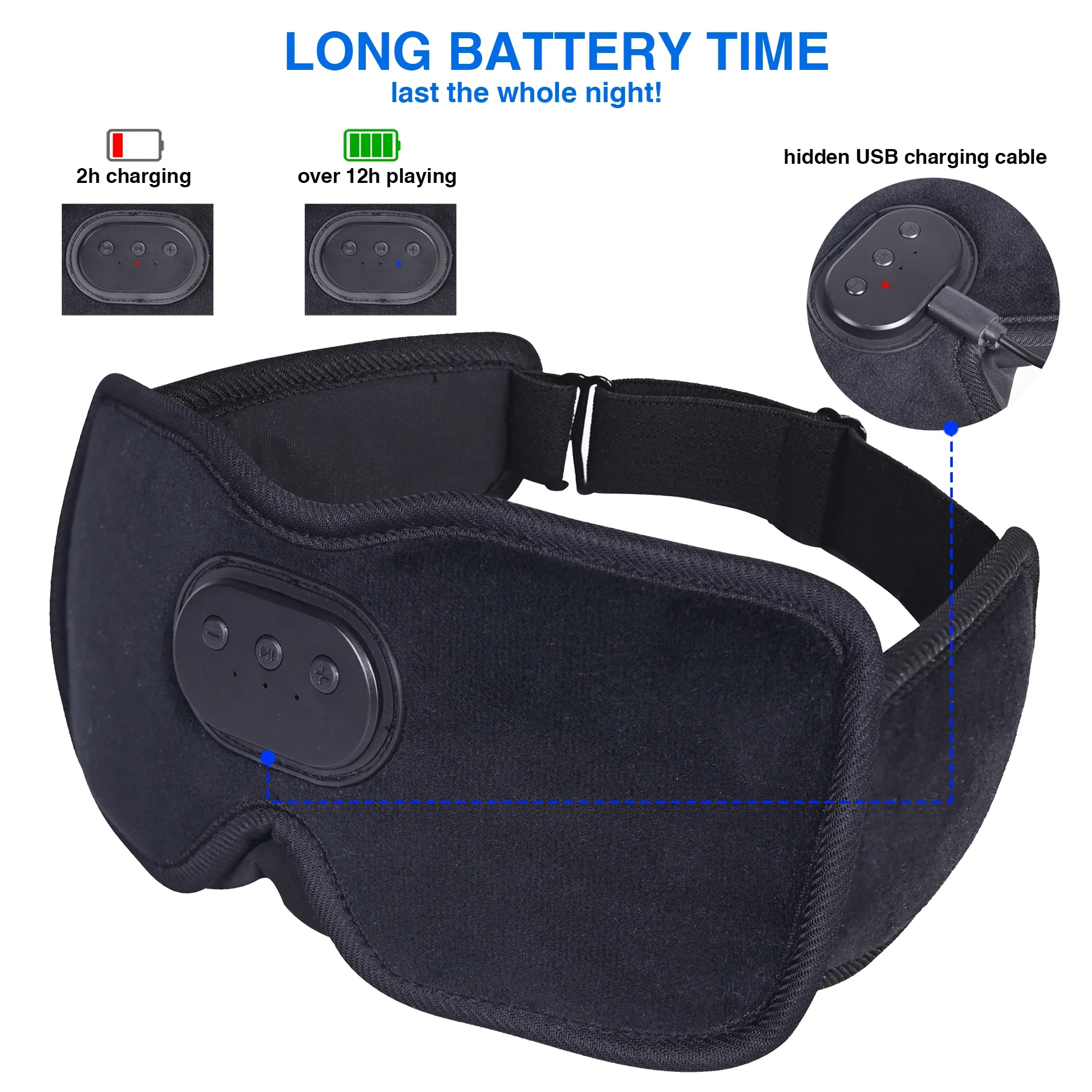 Sleeping Headphones Bluetooth Eye Mask Blackout 3D Contoured Cup Music Blindfold with Speaker for Travel Meditation Night Shift