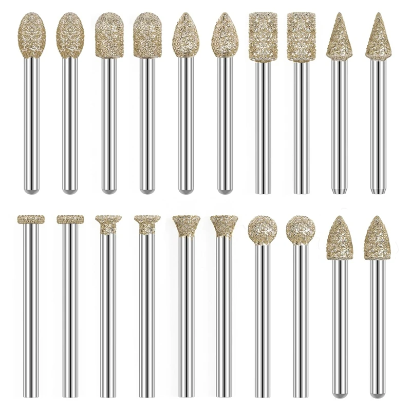 

Rotary Tool Accessories Carving Tools 20Pcs Diamond 60 Grit 1/8 Inch Shank Glass Etchingkit Engraving Pen For Metal,Wood