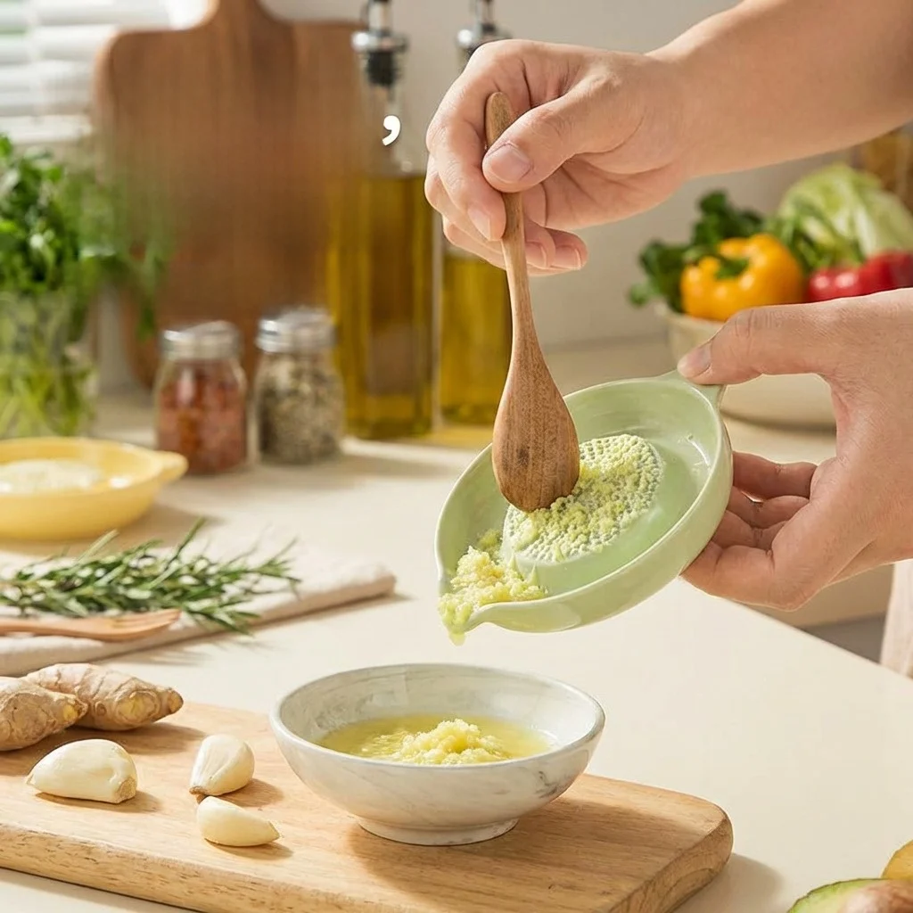 

Creamy Ceramic Garlic And Ginger Grinder Child Friendly Kitchen Storage Container Non Seasoning Grinder for Cooking