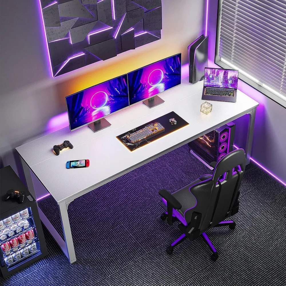 71 Inch Computer Desk, Modern Simple Style Desk for Home Office, Study Student Writing Desk, Pure White