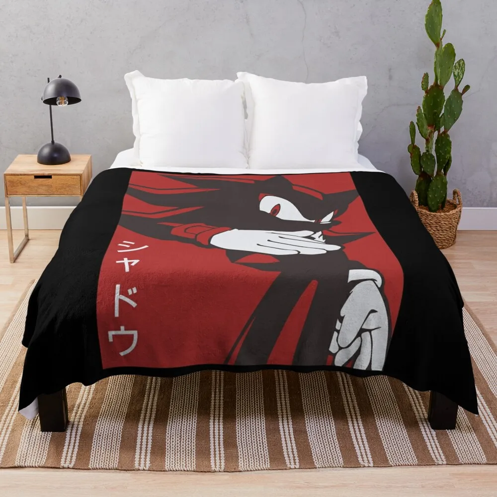 

Normal Black Shadow Hedgehog anime manga style Background Red Throw Blanket Bed Fashionable Tourist Large Blankets