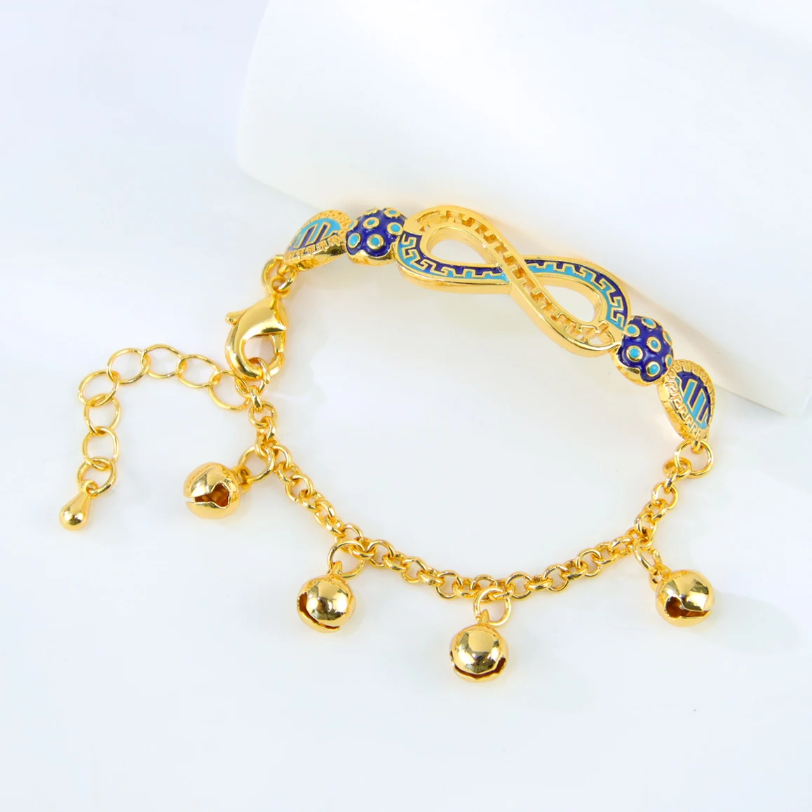 Muslim Gold Color Kids Bracelet 21k Gold Plated Fashion Cute Copper Child\'s Bangles Dubai Luxury Children Jewelry Gift