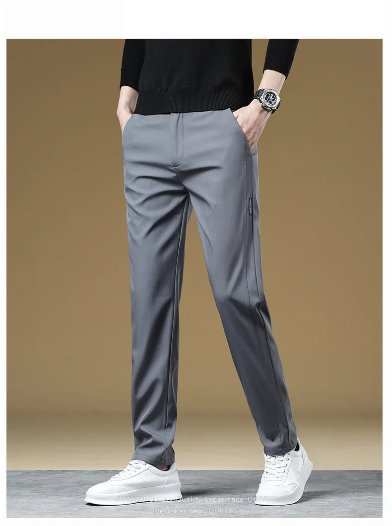 Winter Warme Leichte Fleece-Freizeithose für Herren, Slim Fit, Grau, Schwarz, Koreanischer Stil, Arbeitshose mit Elastischem Bund, Klassische Outdoor-Hose für Männer – Detail 6