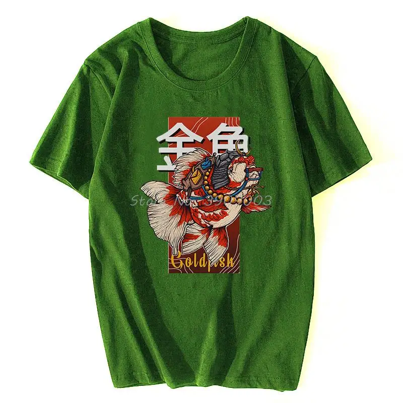 Japan Traditional Style Goldfish Samurai Funny Tshirt Men New Cotton T-shirt Casual Short Sleeve T Shirt Unisex Streetwear Tee