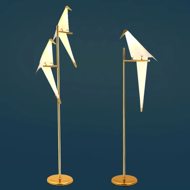 Nordic Simple Floor Lamp Simple Bird Paper Crane Bedroom Light Industrial Pastoral Mediterranean Living Room Floor Lamp