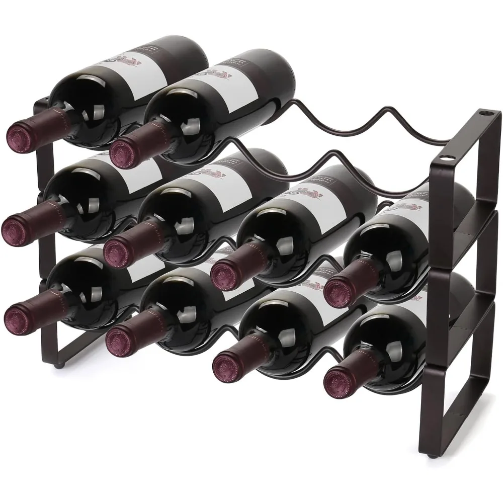 

Stackable Wine Rack Countertop, 12 Bottles 3 Tier Wine Cabinet Counter, Wine Rack Holder and Storage, Metal Bottle Holder