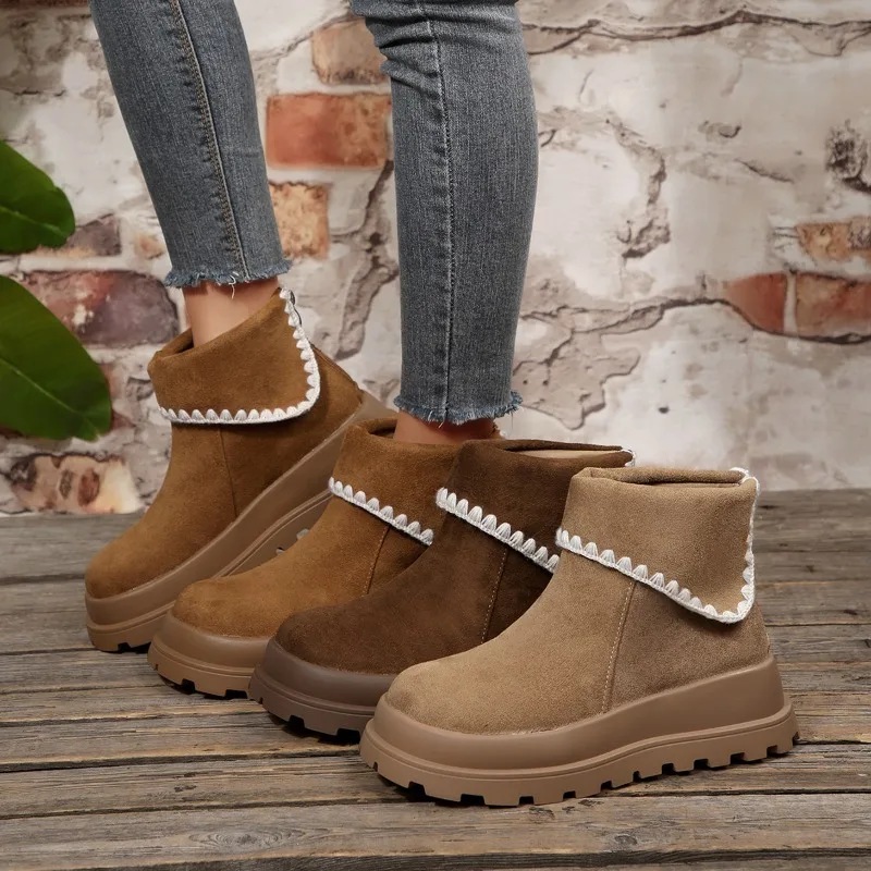 2025 الشتاء منصة مكتنزة الكعوب النساء حذاء من الجلد الدفء الارتفاع زيادة الجوارب القصيرة النساء أحذية Zapatos Mujer