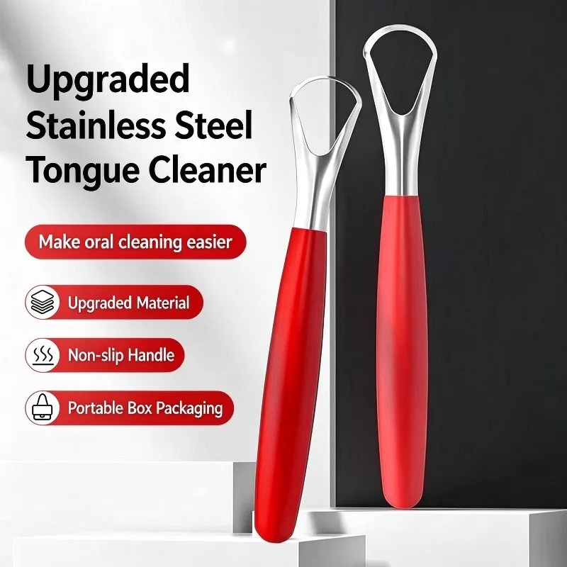 Dental Stainless Steel Double Sided Tongue Scraper Tongue Coating Remover Oral Hygiene Set Fresh Breath Halitosis Cleaning Tool