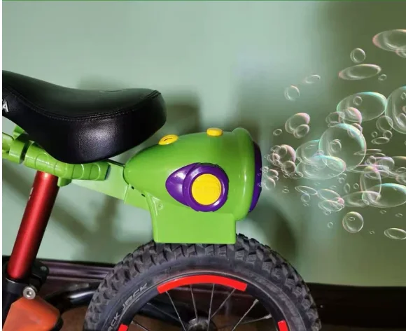 Bicycle Mounted Automatic Bubble Blower Toy for Kids Lightweight Plastic Outdoor Cycling Bubble Machine with Easy Installation