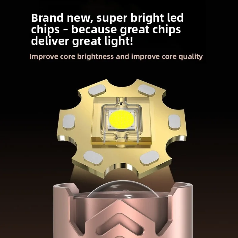 مصباح يدوي تكتيكي عالي الطاقة: سبائك الألومنيوم، تكبير قابل للسحب، فائق السطوع، قابل لإعادة الشحن، وقت تشغيل طويل للتخييم #3