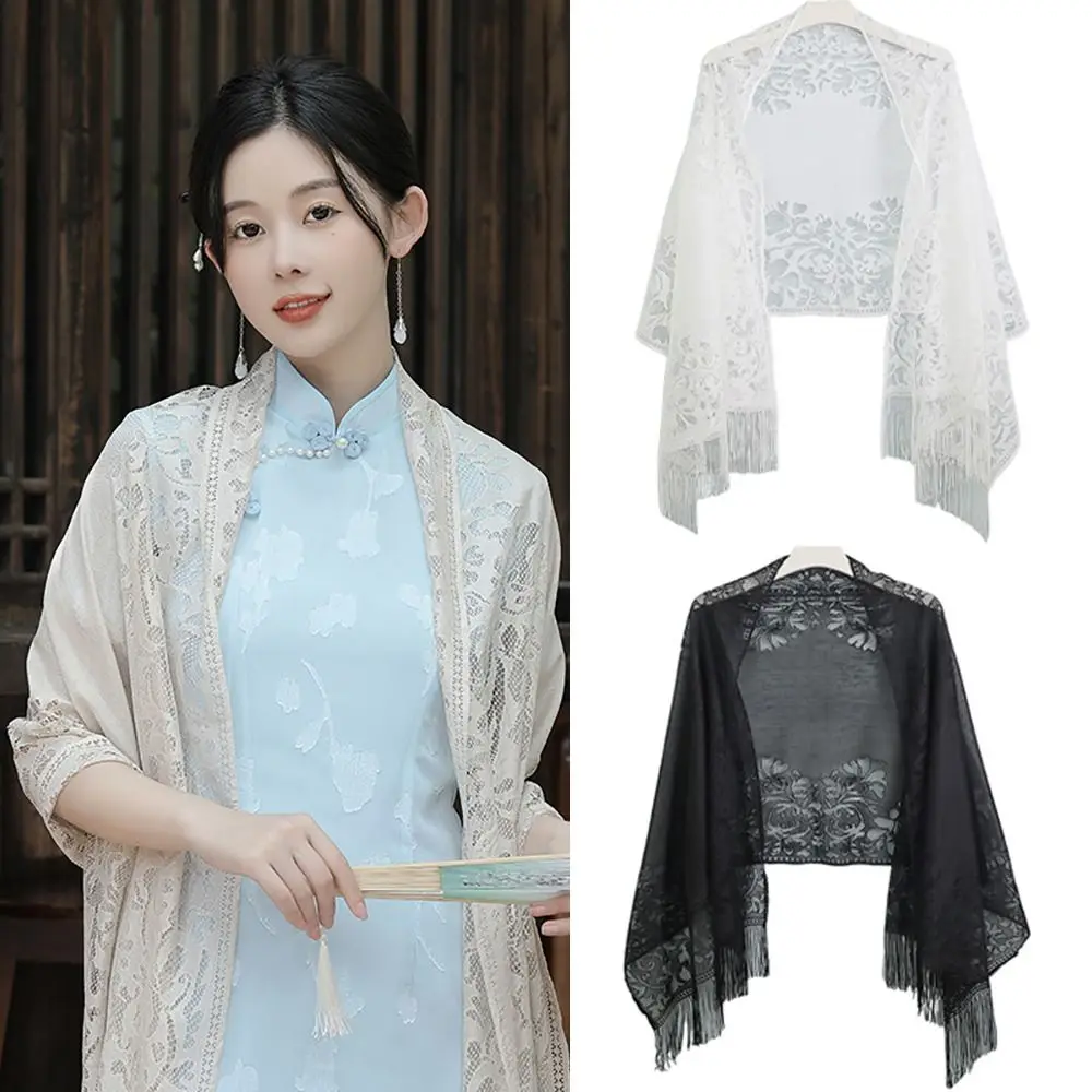 

Wedding Accessories With Tassel Women Shawl Hollow Multicolored Evening Prom Cape Tulle Shawl Party